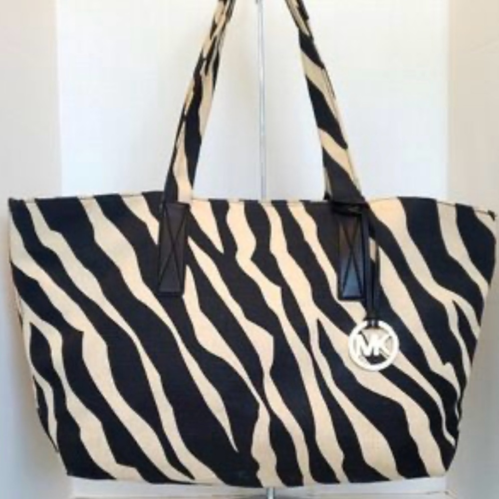 Michael Kors Zebra Print Black and Cream Tote